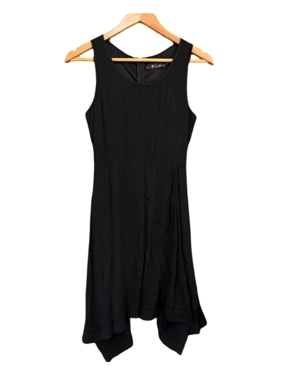 Neesha Black Asymmetrical A-line Halter Mini Dress